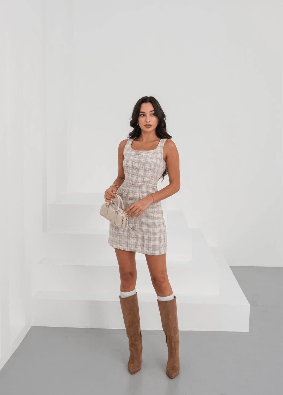 Askili Kumas Elbise - Düğmeli Şıklık ile Yaz Modası - ÖZER&HERMİN