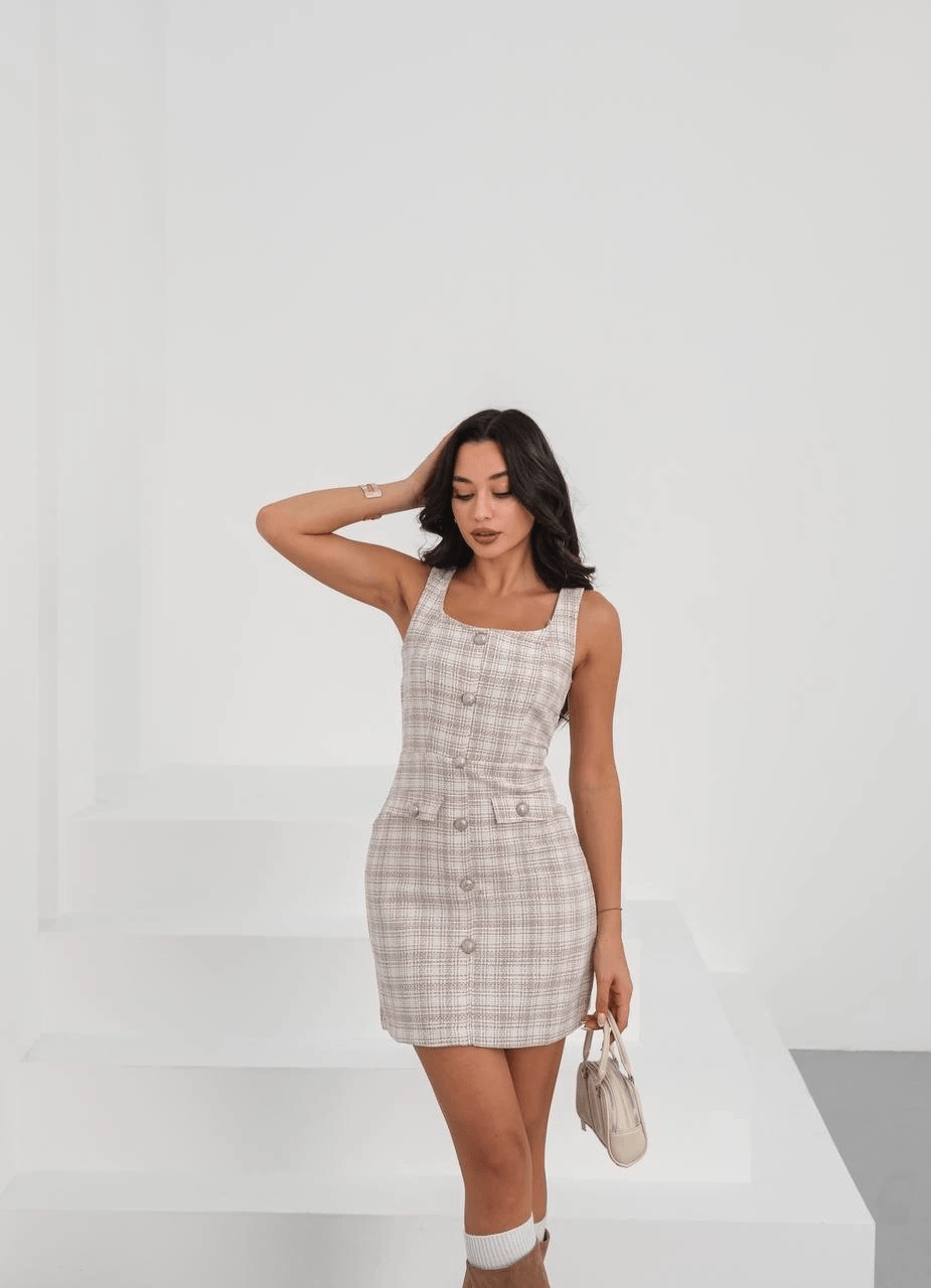 Askili Kumas Elbise - Düğmeli Şıklık ile Yaz Modası - ÖZER&HERMİN