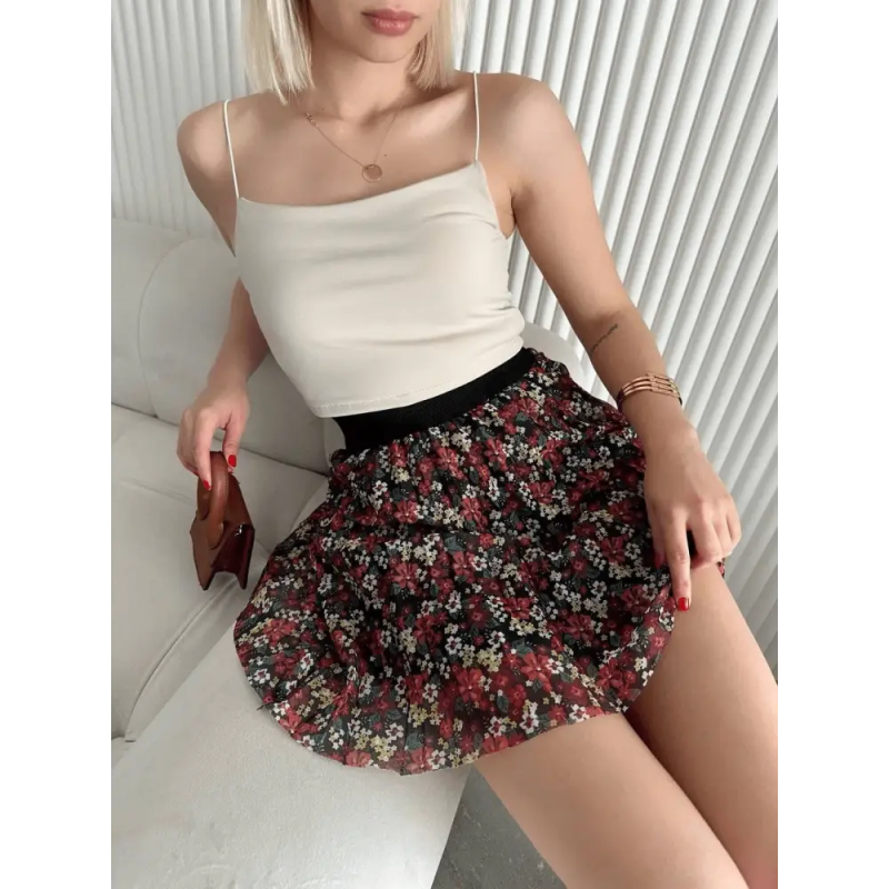 Baskılı astarlı mini etek - Özer&Hermin