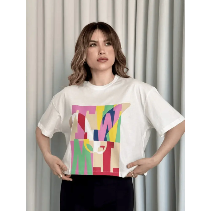 Baskılı crop tişört - Özer&Hermin