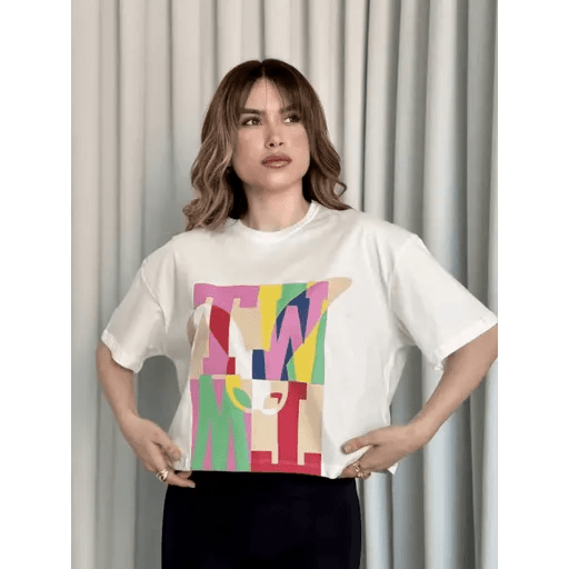 Baskili Crop Tisört - Şık Rahat Tasarım ile Günlük Kombinlerinizde Fark Yaratın - ÖZER&HERMİN