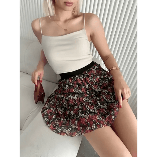 Baskılı Mini Etek - Astar Detaylı Şık Tasarım - ÖZER&HERMİN