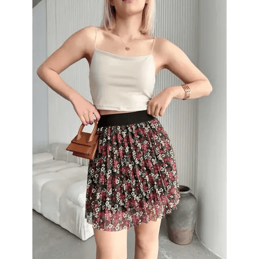 Baskılı Mini Etek - Astar Detaylı Şık Tasarım - ÖZER&HERMİN