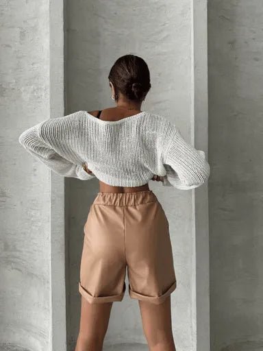 Beli Lastikli Duble Paca Deri Sort - Zengin Parçalı Kumaş Tasarımı - ÖZER&HERMİN