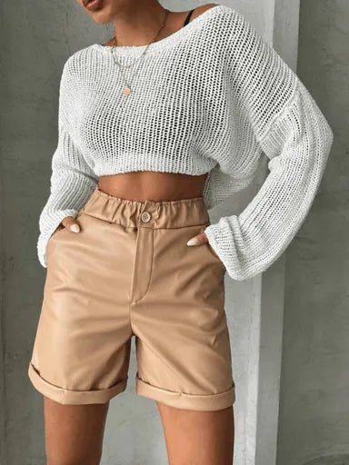 Beli Lastikli Duble Paca Deri Sort - Zengin Parçalı Kumaş Tasarımı - ÖZER&HERMİN