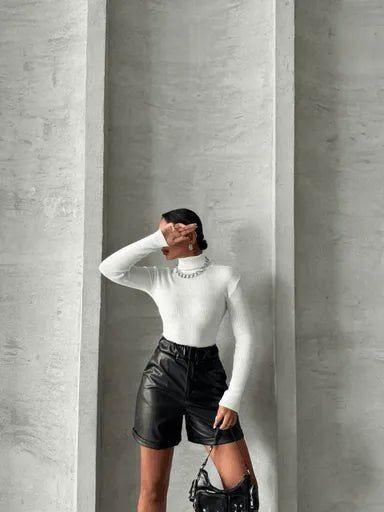 Beli Lastikli Duble Paca Deri Sort - Zengin Parçalı Kumaş Tasarımı - ÖZER&HERMİN