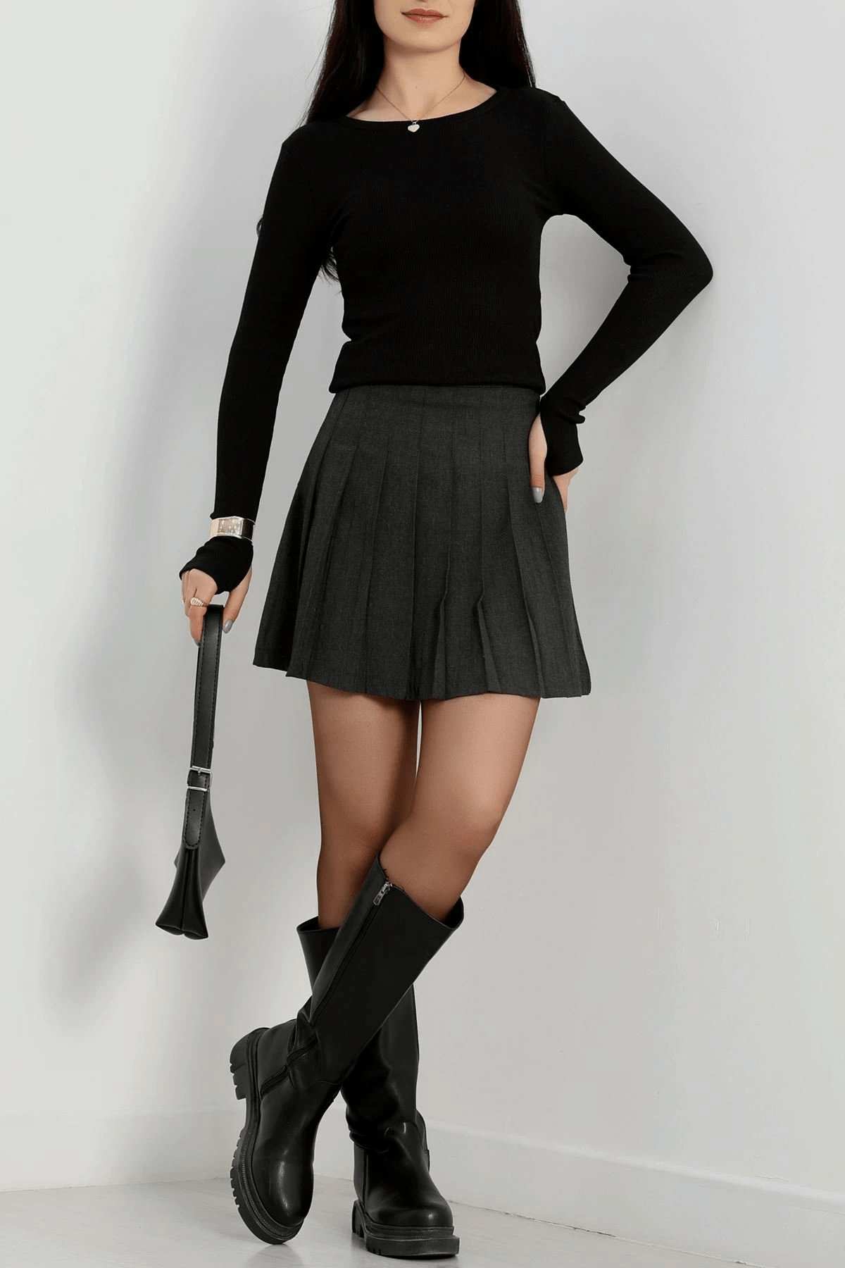 Bisiklet Yaka Kaskorse Bluz - Şık ve Rahat Parmak Geçmeli Tasarım - ÖZER&HERMİN