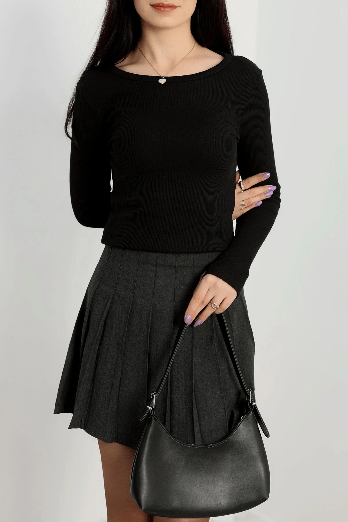 Bisiklet Yaka Kaskorse Bluz - Şık ve Rahat Parmak Geçmeli Tasarım - ÖZER&HERMİN