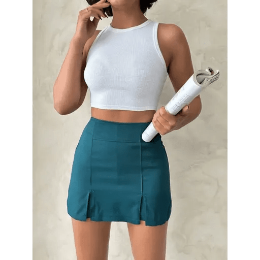 Cift Yirtmacli Sort Etek - Şıklığıyla Fark Yaratın - ÖZER&HERMİN