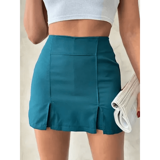 Cift Yirtmacli Sort Etek - Şıklığıyla Fark Yaratın - ÖZER&HERMİN