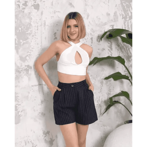 Cizgili Dugmeli Sort - Rahat ve Şık Yaz Modası - ÖZER&HERMİN