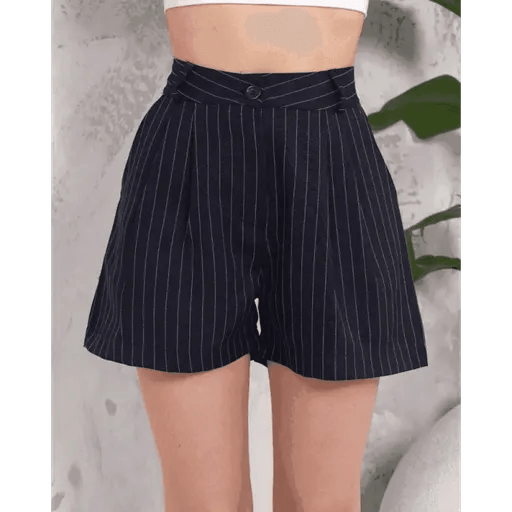 Cizgili Dugmeli Sort - Rahat ve Şık Yaz Modası - ÖZER&HERMİN