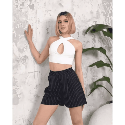 Cizgili Dugmeli Sort - Rahat ve Şık Yaz Modası - ÖZER&HERMİN