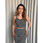 Çizgili etek crop takım - Özer&Hermin