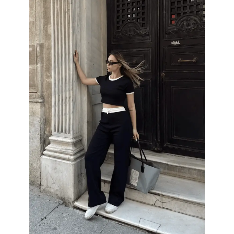 Crop pantolon biyeli takım - Özer&Hermin