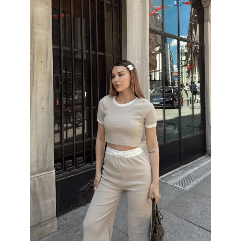 Crop pantolon biyeli takım - Özer&Hermin
