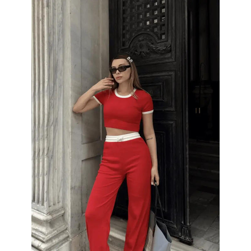 Crop pantolon biyeli takım - Özer&Hermin