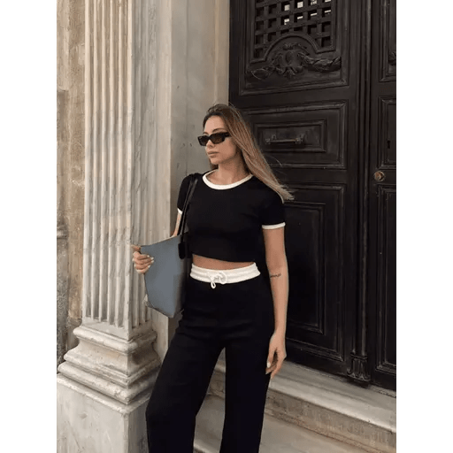 Crop Pantolon Takim - Şık ve Rahat Crop Pantolon Takımı - ÖZER&HERMİN
