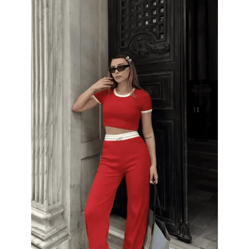 Crop Pantolon Takim - Şık ve Rahat Crop Pantolon Takımı - ÖZER&HERMİN