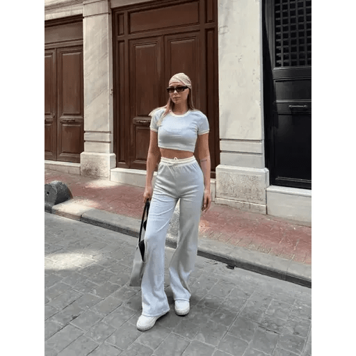 Crop Pantolon Takim - Şık ve Rahat Crop Pantolon Takımı - ÖZER&HERMİN