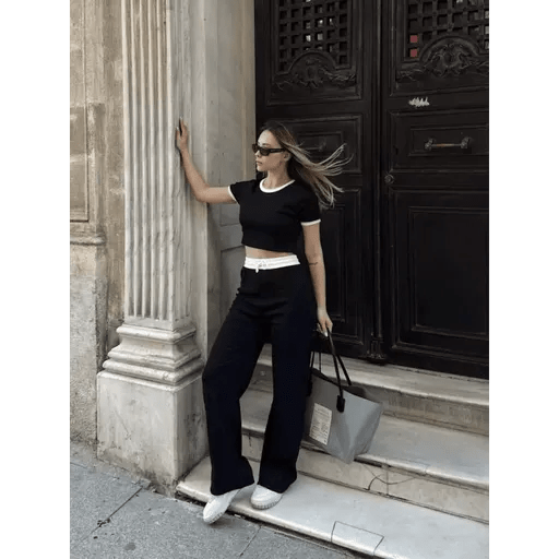 Crop Pantolon Takim - Şık ve Rahat Crop Pantolon Takımı - ÖZER&HERMİN