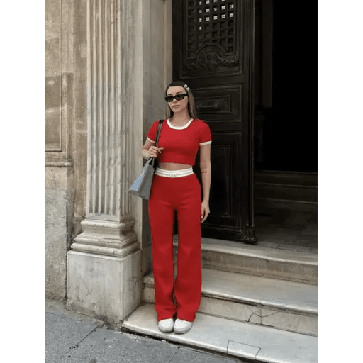 Crop Pantolon Takim - Şık ve Rahat Crop Pantolon Takımı - ÖZER&HERMİN