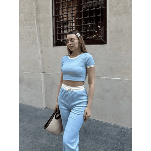 Crop Pantolon Takim - Şık ve Rahat Crop Pantolon Takımı - ÖZER&HERMİN