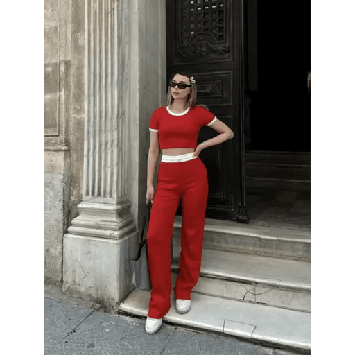 Crop Pantolon Takim - Şık ve Rahat Crop Pantolon Takımı - ÖZER&HERMİN