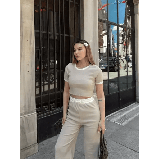 Crop Pantolon Takim - Şık ve Rahat Crop Pantolon Takımı - ÖZER&HERMİN