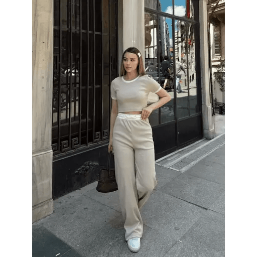 Crop Pantolon Takim - Şık ve Rahat Crop Pantolon Takımı - ÖZER&HERMİN