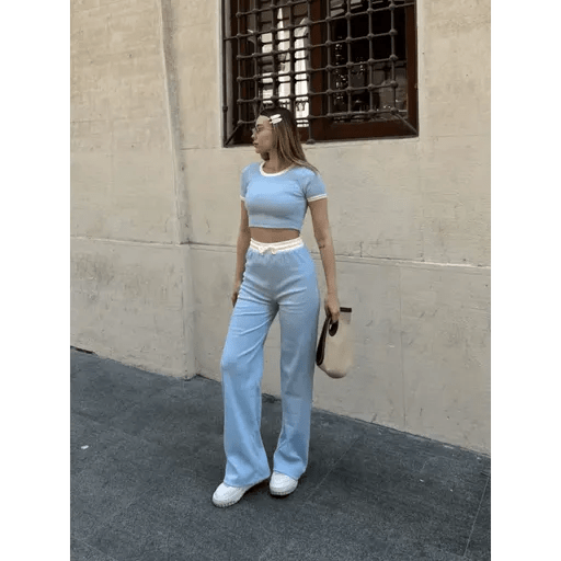 Crop Pantolon Takim - Şık ve Rahat Crop Pantolon Takımı - ÖZER&HERMİN