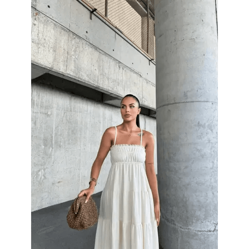 Dantelli Askili Keten Elbise - Şıklığı ve Rahatlığı Bir Arada Sunar - ÖZER&HERMİN