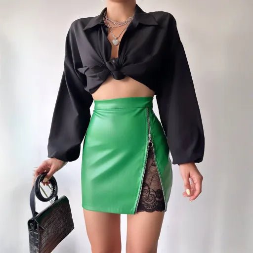 Dantelli Deri Etek - Fermuarlı Şıklık ve Zarafet - ÖZER&HERMİN