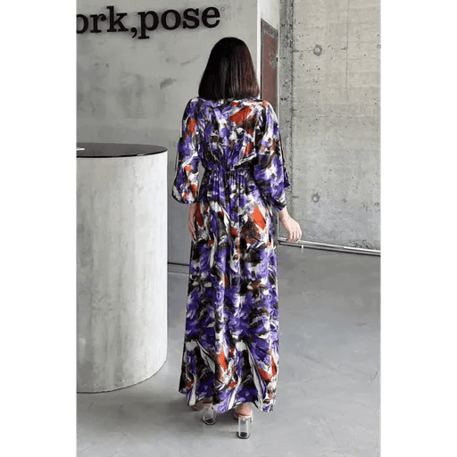 Dokuma Baskılı Yarasa Kol Elbise - Şık ve Konforlu Tasarım - ÖZER&HERMİN