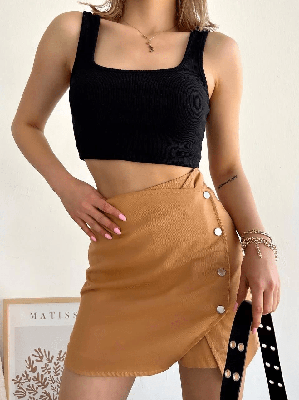 Dört çıtçıtlı Gabardin şort etek s249001 - Özer&Hermin