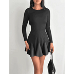 Eteği kloş crep mini elbise - Özer&Hermin