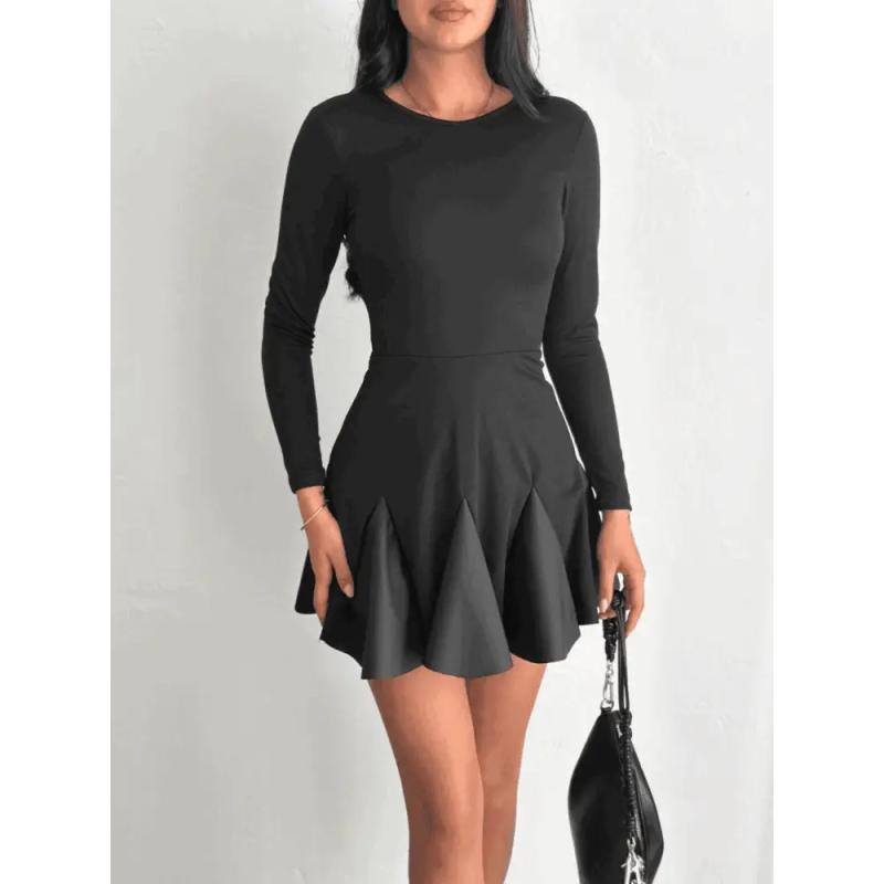 Eteği kloş crep mini elbise - Özer&Hermin