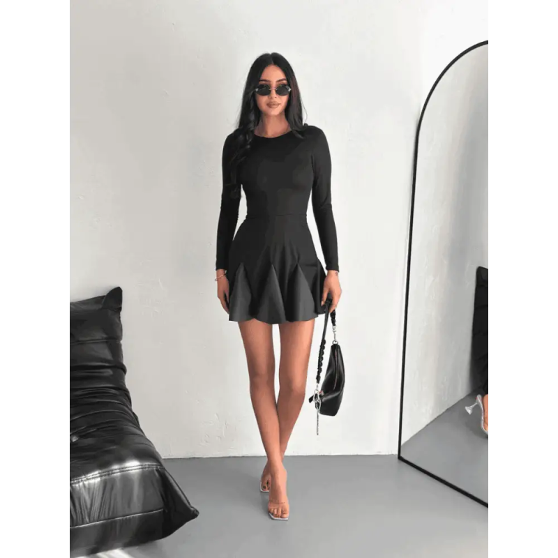 Eteği kloş crep mini elbise - Özer&Hermin