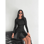 Eteği kloş crep mini elbise - Özer&Hermin