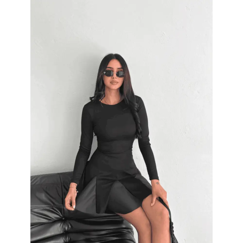 Eteği kloş crep mini elbise - Özer&Hermin