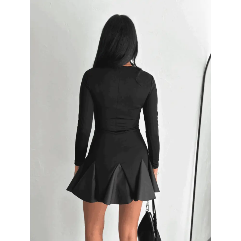 Eteği kloş crep mini elbise - Özer&Hermin