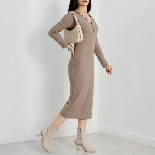 Fermuar Detayli Elbise: Fitilli ve Şardonlu Şıklık - ÖZER&HERMİN