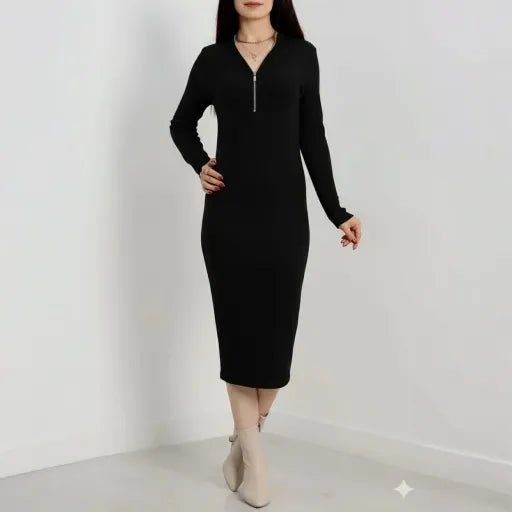 Fermuar Detayli Elbise: Fitilli ve Şardonlu Şıklık - ÖZER&HERMİN