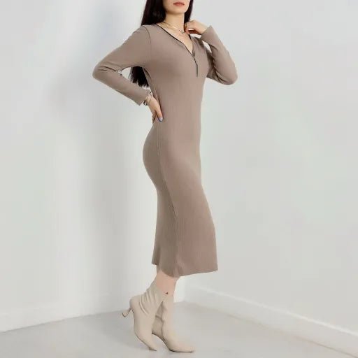 Fermuar Detayli Elbise: Fitilli ve Şardonlu Şıklık - ÖZER&HERMİN