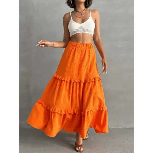 Fırfırlı Astarlı Uzun Etek - Şıklığın ve Rahatlığın Buluştuğu Tasarım - ÖZER&HERMİN