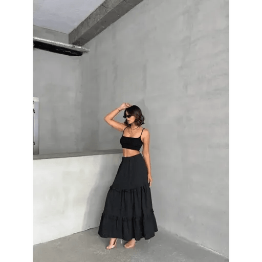 Fırfırlı Astarlı Uzun Etek - Şıklığın ve Rahatlığın Buluştuğu Tasarım - ÖZER&HERMİN