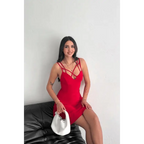 İnce çift askılı mini elbise - Özer&Hermin