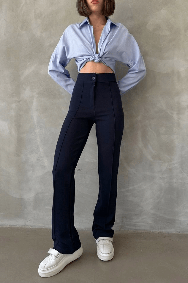 ithal Krep Pantolon - Önü Cumalı Şık Tasarım - ÖZER&HERMİN