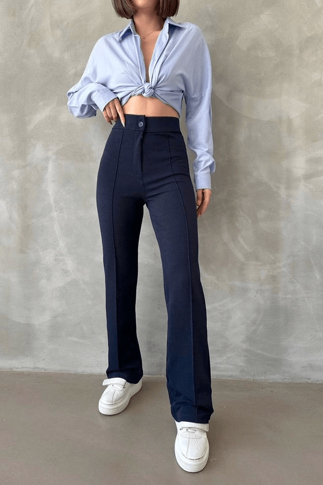 ithal Krep Pantolon - Önü Cumalı Şık Tasarım - ÖZER&HERMİN