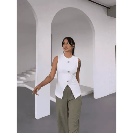 Kadın Gold Düğmeli Bluz - Şık ve Rahat Tasarım - ÖZER&HERMİN